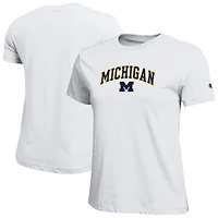 Women's Champion  White Michigan Wolverines Arched Over Logo T-Shirt
