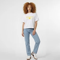Women's Champion  White Michigan Wolverines Waist Length Wordmark T-Shirt