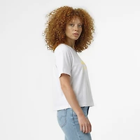 T-shirt court à logo Champion blanc Michigan Wolverines pour femmes
