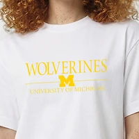 Women's Champion  White Michigan Wolverines Waist Length Wordmark T-Shirt