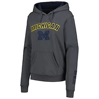 Women's Colosseum Charcoal Michigan Wolverines Arch & Logo Pullover Hoodie