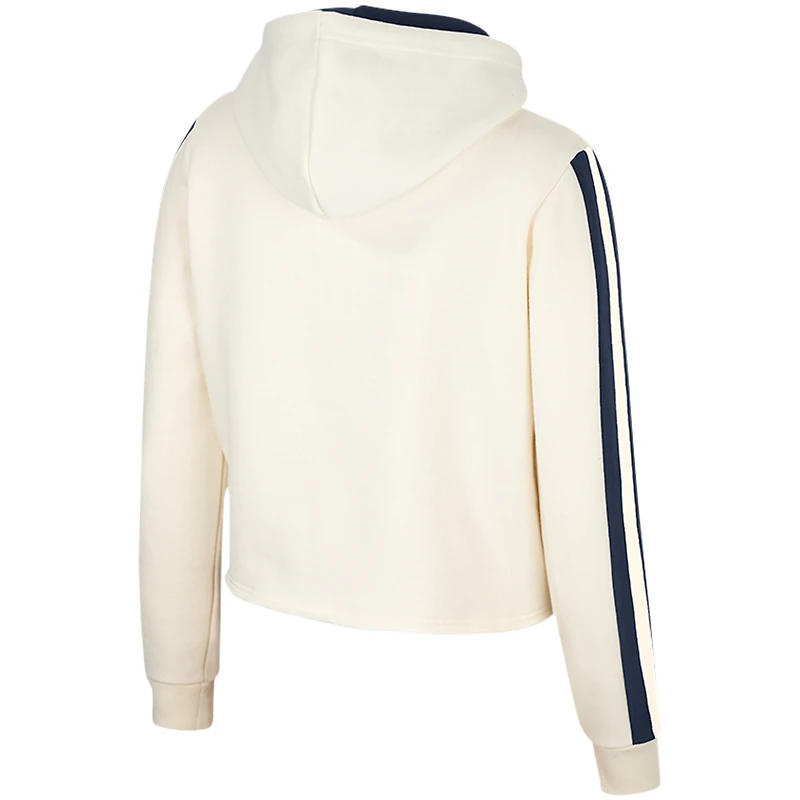 Women's Colosseum Cream Michigan Wolverines Perfect Date Cropped Pullover Hoodie