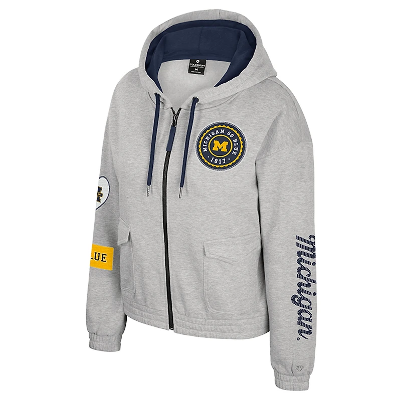 Veste à capuche zippée Alfie pour femme, gris Colosseum, Michigan Wolverines