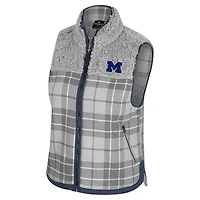 Gilet zippé en sherpa à carreaux Matilda des Michigan Wolverines pour femme, gris Colosseum