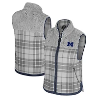 Gilet zippé en sherpa à carreaux Matilda des Michigan Wolverines pour femme, gris Colosseum