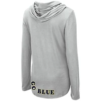Women's Colosseum Heather Gray Michigan Wolverines My Lover Lightweight Hooded Long Sleeve T-Shirt