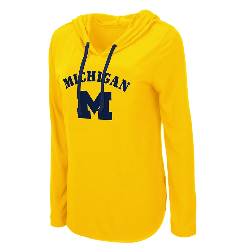 Colosseum Maize Michigan Wolverines My Lover T-shirt à capuche léger manches longues pour femme