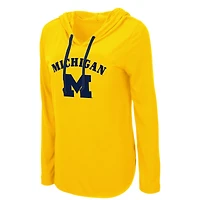 Colosseum Maize Michigan Wolverines My Lover T-shirt à capuche léger manches longues pour femme