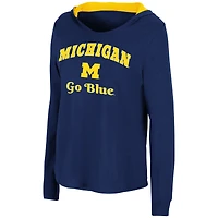 T-shirt à capuche et manches longues pour femme Colosseum Navy Michigan Wolverines Catalina