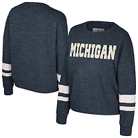 Women's Colosseum Navy Michigan Wolverines Lost City Speckle Pullover Sweatshirt