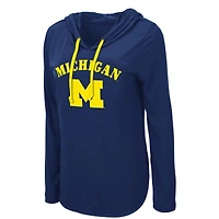 Colosseum Navy Michigan Wolverines My Lover T-shirt à capuche léger manches longues pour femme