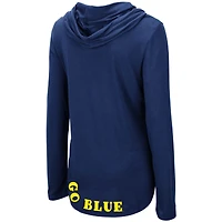 Colosseum Navy Michigan Wolverines My Lover T-shirt à capuche léger manches longues pour femme