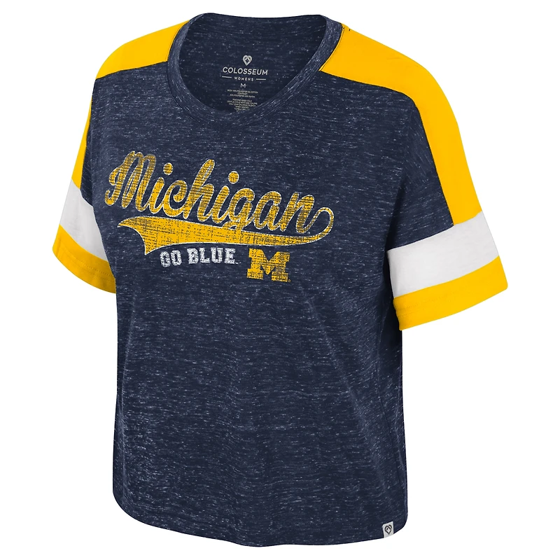 Women's Colosseum Navy Michigan Wolverines Ruth Color Block Scoop Neck T-Shirt
