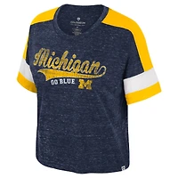 Women's Colosseum Navy Michigan Wolverines Ruth Color Block Scoop Neck T-Shirt