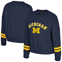 Sweat-shirt en molleton à col rond Splashy bleu marine Colosseum pour femme des Wolverines du Michigan