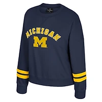 Sweat-shirt en molleton à col rond Splashy bleu marine Colosseum pour femme des Wolverines du Michigan