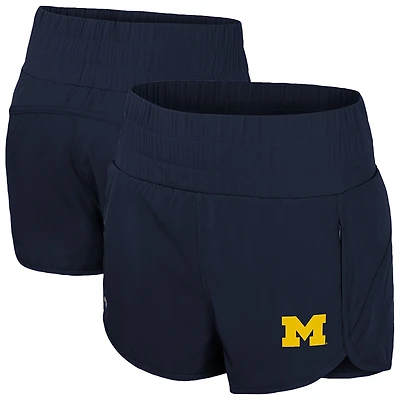 Short taille haute à smocks Stop By pour femme Colosseum Navy Michigan Wolverines