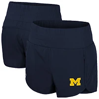 Short taille haute à smocks Stop By pour femme Colosseum Navy Michigan Wolverines