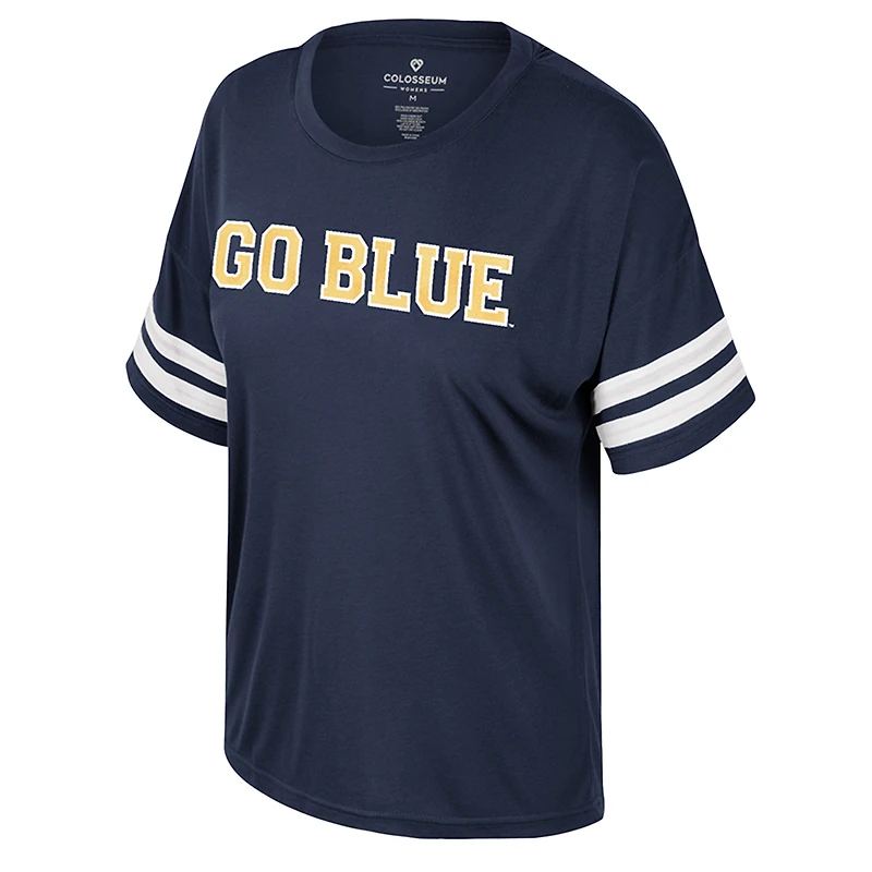 Women's Colosseum Navy Michigan Wolverines Treasure Oversized Sequin T-Shirt