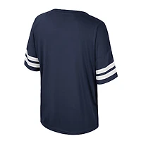T-shirt surdimensionné à sequins pour femme Colosseum Navy Michigan Wolverines Treasure