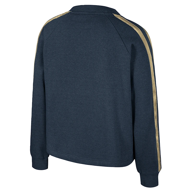 T-shirt à manches longues et col en V pour femme Colosseum Navy Michigan Wolverines Treasures