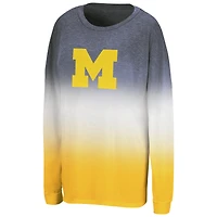 Women's Colosseum Navy Michigan Wolverines Winkle Dip Dye Long Sleeve T-Shirt
