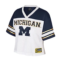 Women's Colosseum  White Michigan Wolverines Treasure Cropped Football Jersey