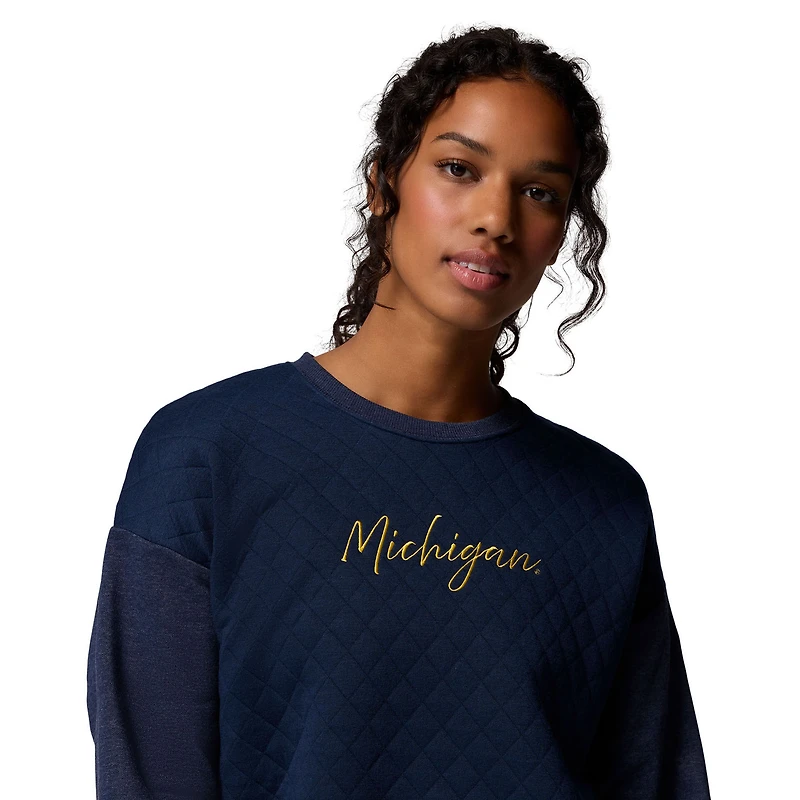 Women's Columbia Navy Michigan Wolverines Collegiate Hart Mountain™ Quilted Sweatshirt