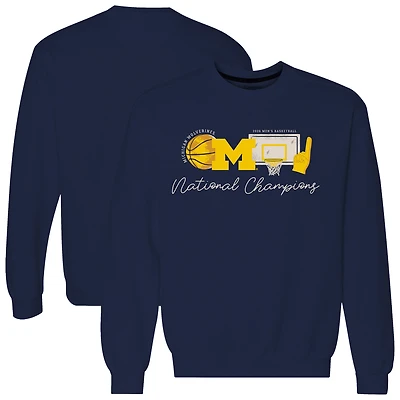 Women's Comfort Colors Navy Michigan Wolverines 2026 NCAA Men's Basketball National Champions Sketch Element Sweatshirt