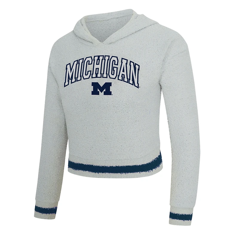 Women's Concepts Sport Gray/Navy Michigan Wolverines Whitley Long Sleeve Hoodie Top & Shorts Set