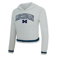 Women's Concepts Sport Gray/Navy Michigan Wolverines Whitley Long Sleeve Hoodie Top & Shorts Set