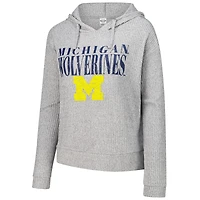 Sweat à capuche court et doux manches longues pour femme Concepts Sport, gris chiné, Michigan Wolverines, Juniper