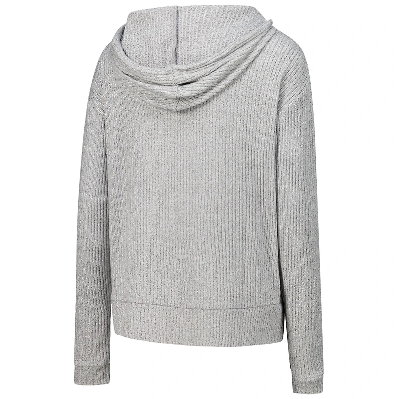 Sweat à capuche court et doux manches longues pour femme Concepts Sport, gris chiné, Michigan Wolverines, Juniper