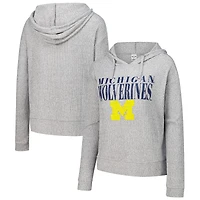 Women's Concepts Sport Heather Gray Michigan Wolverines Juniper Soft Modest Cropped Long Sleeve Hoodie Top