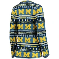 Ensemble de nuit pour femme Concepts Sport Navy Michigan Wolverines Holiday, haut à manches longues et pantalon