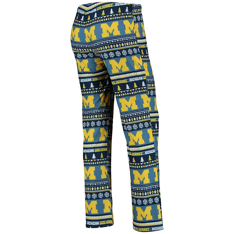 Women's Concepts Sport Navy Michigan Wolverines Holiday Long Sleeve Top & Pants Sleep Set