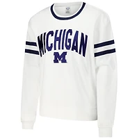 Women's Concepts Sport  White Michigan Wolverines Borough French Terry Arch Over Long Sleeve Top
