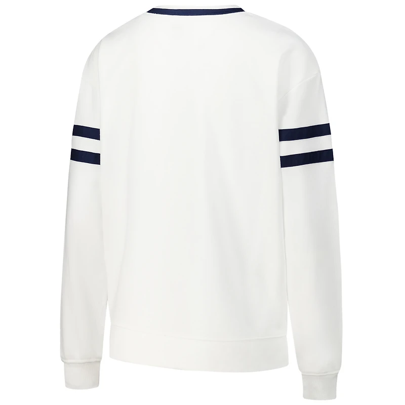 Women's Concepts Sport  White Michigan Wolverines Borough French Terry Arch Over Long Sleeve Top