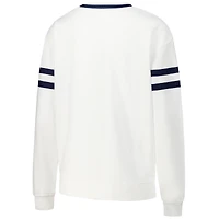 Women's Concepts Sport  White Michigan Wolverines Borough French Terry Arch Over Long Sleeve Top