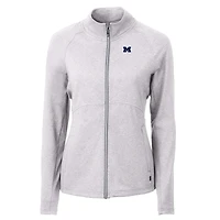 Women's Cutter & Buck  Heather Gray Michigan Wolverines Adapt Eco Knit Recycled Full-Zip Jacket