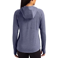 Women's Cutter & Buck Heather Navy Michigan Wolverines 2026 NCAA Men's Basketball National Champions Adapt Knit Recycled Raglan Hoodie