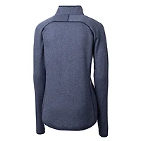 Women's Cutter & Buck Heather Navy Michigan Wolverines Mainsail Sweater-Knit Full-Zip Jacket