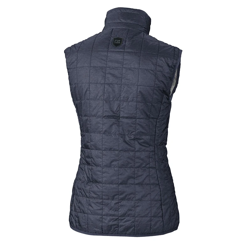 Gilet matelassé entièrement zippé PrimaLoft Eco pour femme Cutter & Buck Heather Navy Michigan Wolverines Vault Rainier