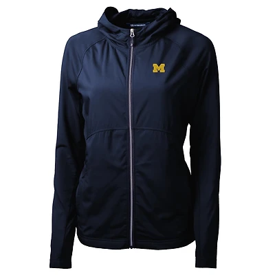 Veste zippée intégrale Cutter & Buck Navy Michigan Wolverines Adapt Eco Knit pour femme