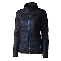 Doudoune isolante entièrement zippée PrimaLoft Eco pour femme Cutter & Buck bleu marine Michigan Wolverines Vault Rainier
