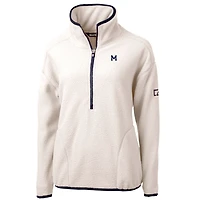 Women's Cutter & Buck White Michigan Wolverines Cascade Eco Sherpa Fleece Half-Zip Pullover Jacket