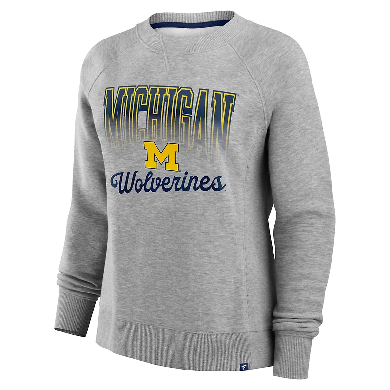Sweat-shirt en polaire pour femme Fanatics Heather Gray Michigan Wolverines Training Camp Hit Hard