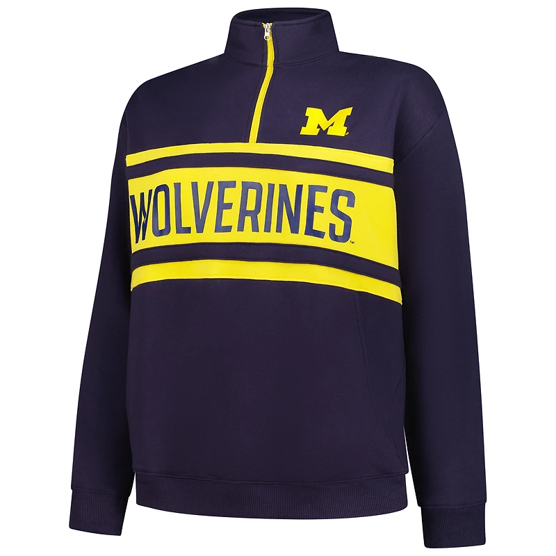 Women's Fanatics Navy/Maize Michigan Wolverines Plus Quarter-Zip Pullover