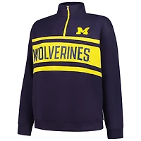 Women's Fanatics Navy/Maize Michigan Wolverines Plus Quarter-Zip Pullover