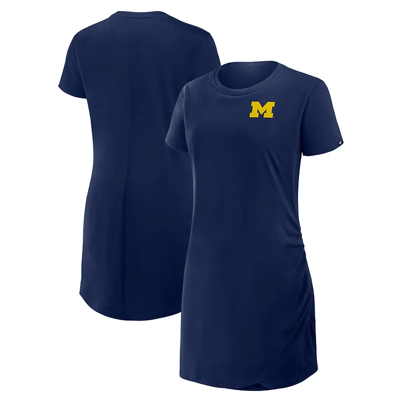 Robe t-shirt drapée froncée bleu marine pour femme Fanatics Michigan Wolverines